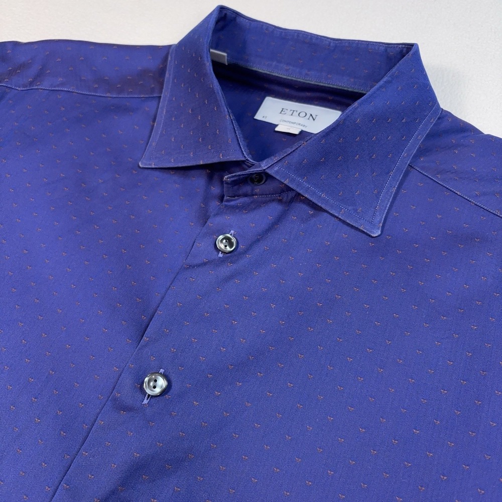 Eton Cambridge Contemporary Shirt Men's XL 17-43 Purple Blue Geometric Cotton